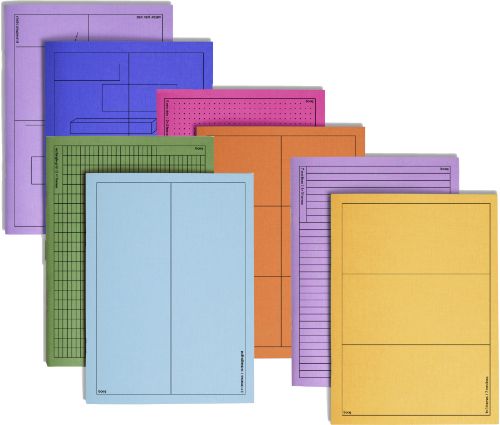 booq - a new double-sided notebook BL/GN, YL/ PR, PK/OR, BL/PR