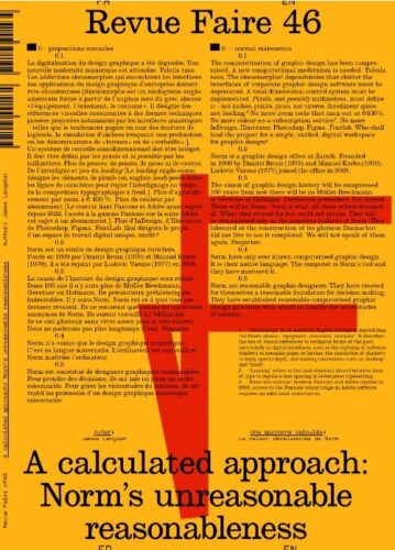 Revue Faire 46 - To look at things - A calculated approach: Norm's unreasonable reasonableness